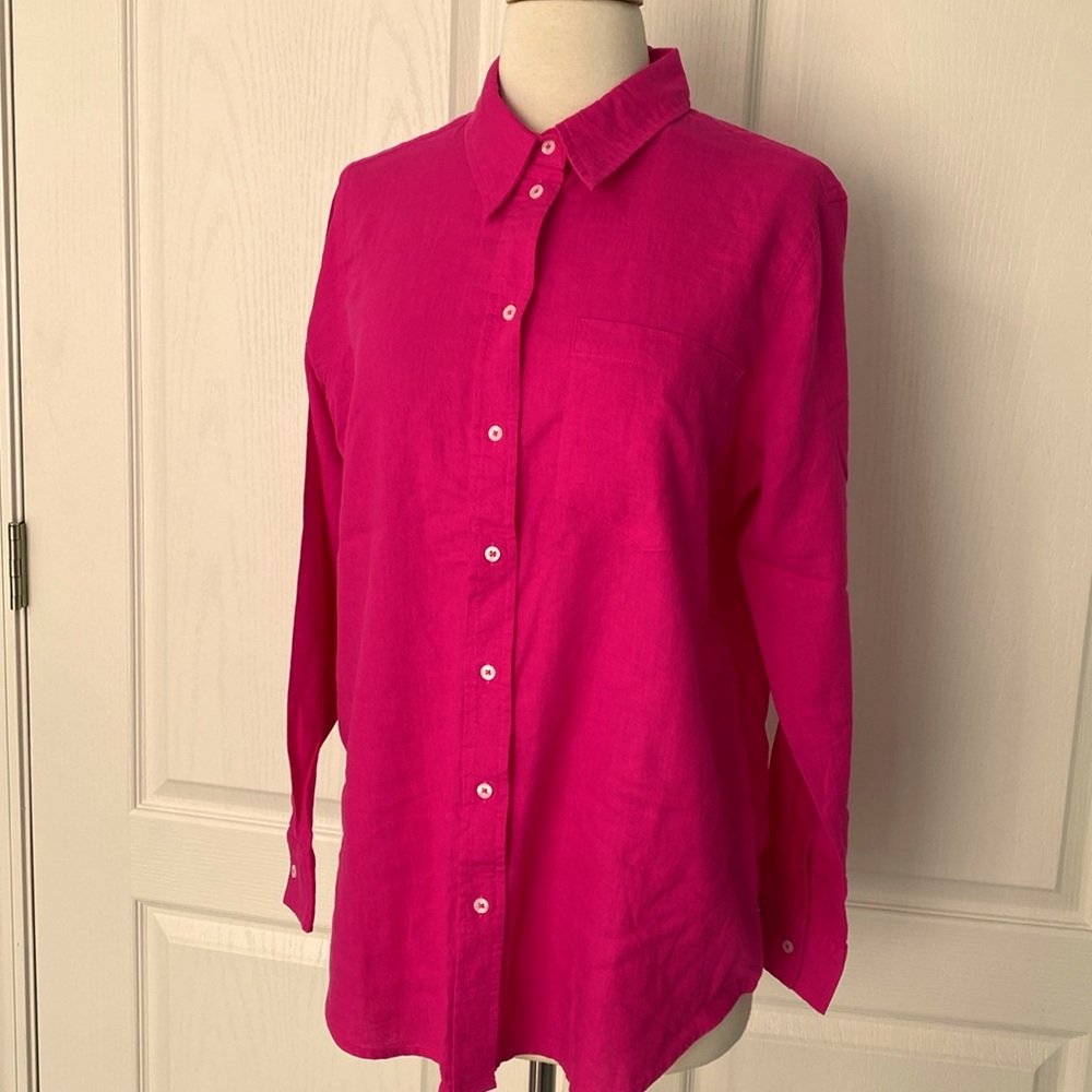 Gap pink linen blend shirt
